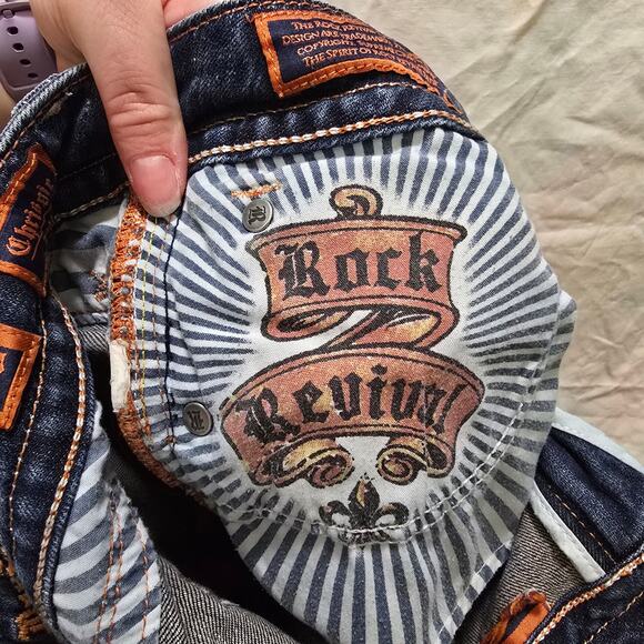 Rock Revival Chrissie Boot bootcut jeans size 30 low rise flap pocket distressed - Picture 16 of 16